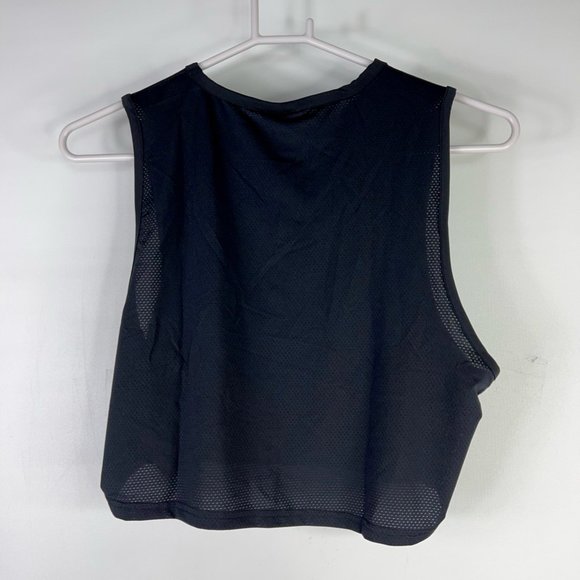 Gymshark Womens Training Crop Tank Top Black Crew Neck Mesh Back Stretch M New - Picture 2 of 10